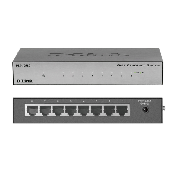 Сетевое оборудование Коммутаторы Ethernet 100 Base-TX D-Link, DES-1008D/L2B